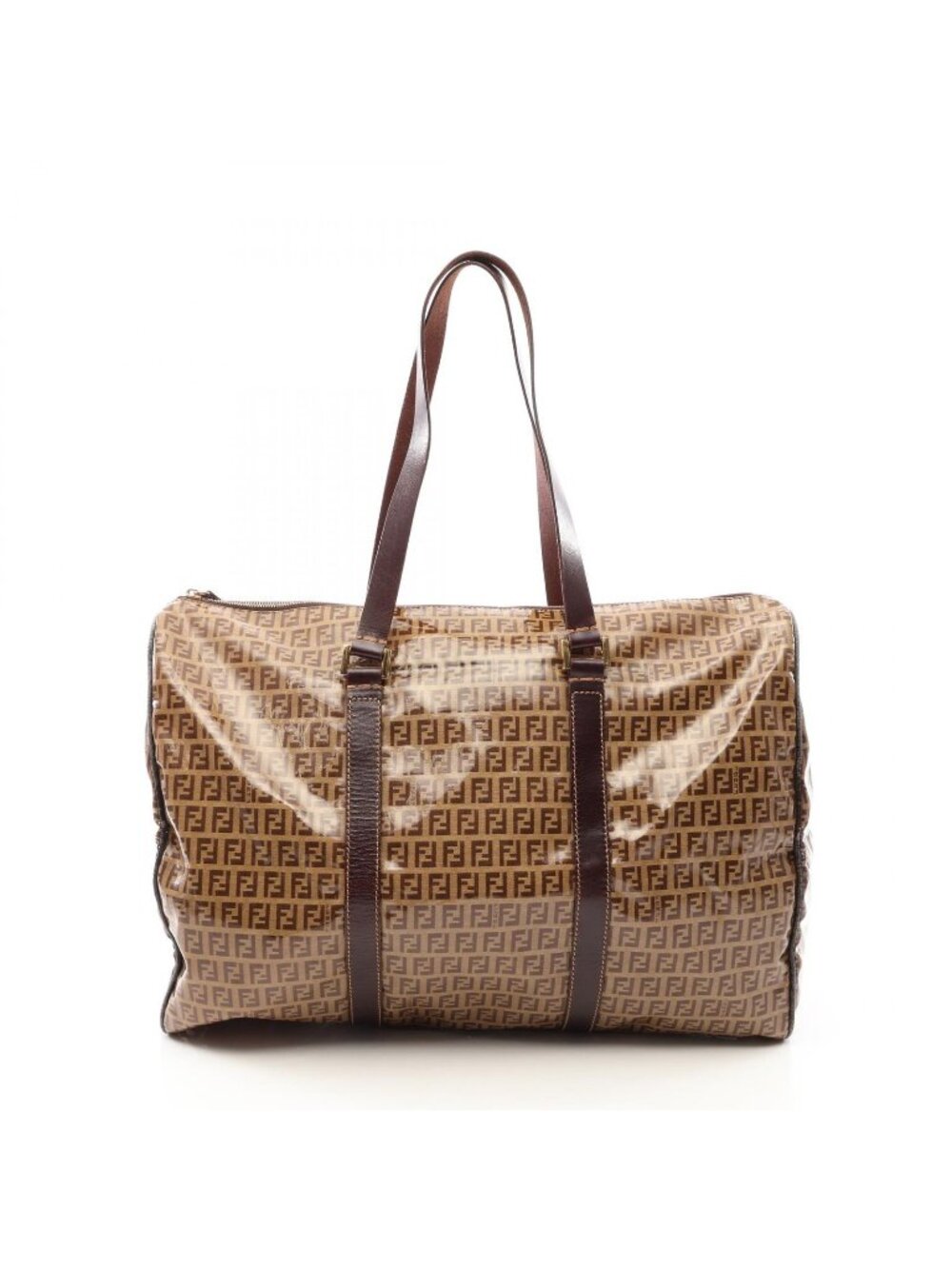 Fendi Boston Bag Zucchino Canvas Leather